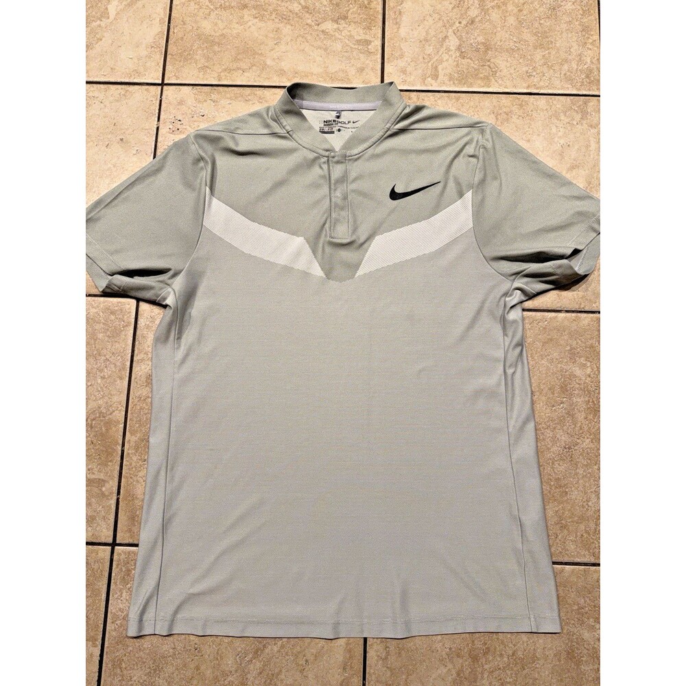 Nike Golf Polo Shirt Mens Large Grey Zonal Cooling Blade Collar Performance